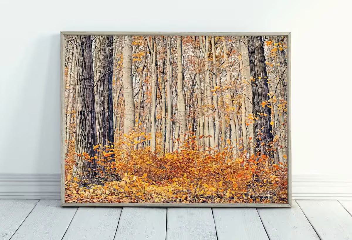 Forest in Autumn. Fall Landscape Painting. Printable Wall Art for Home or Office Decor. Forest Art Nature Print Digital Art Instant Download – Printable Wall Art