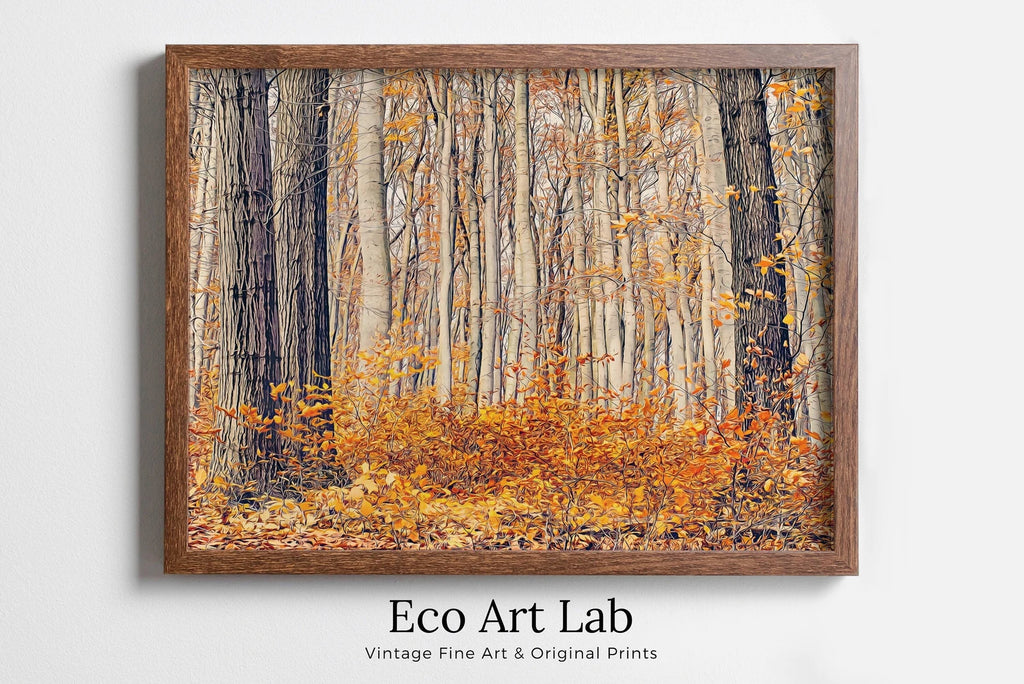 Framed view of Forest in Autumn. Fall Landscape Painting. Printable Wall Art for Home or Office Decor. Forest Art Nature Print Digital Art Instant Download – printable wall art digital download.