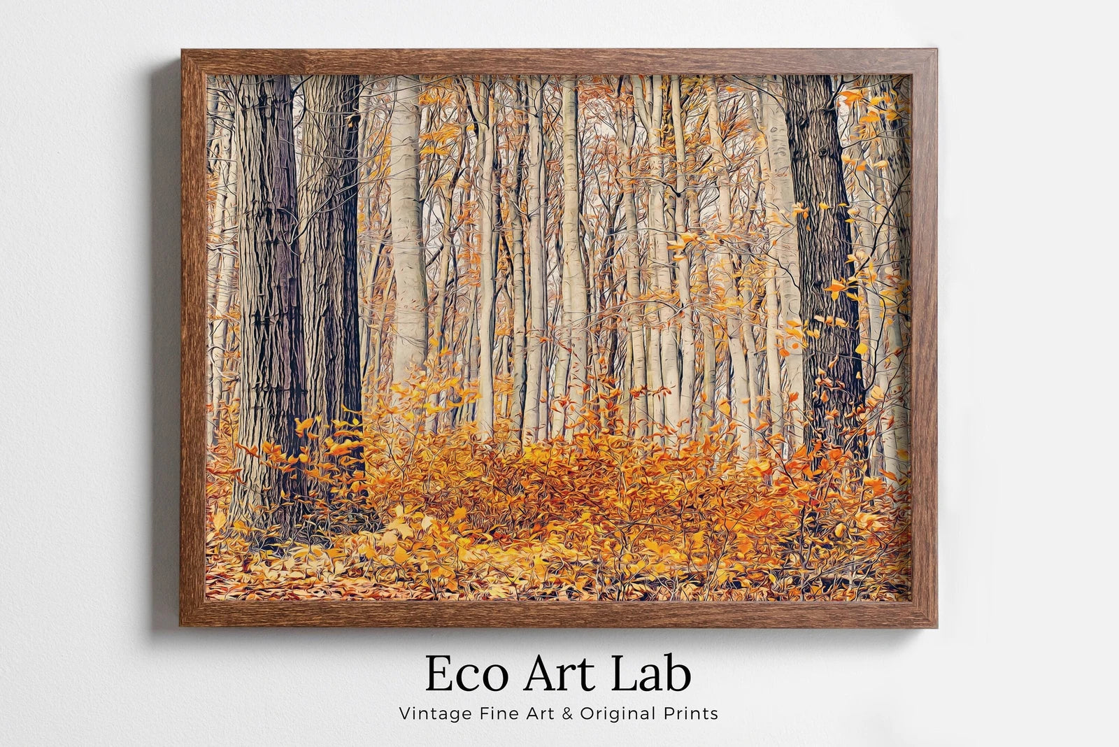 Framed view of Forest in Autumn. Fall Landscape Painting. Printable Wall Art for Home or Office Decor. Forest Art Nature Print Digital Art Instant Download – printable wall art digital download.