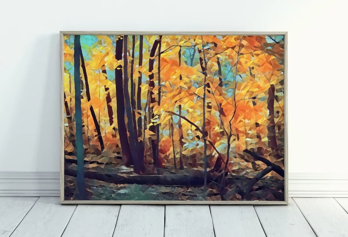 Forest in the Fall Autumn Trees Landscape Painting, Abstract Printable Wall Art, Home Office Decor Nature Print Digital Art Instant Download – Printable Wall Art