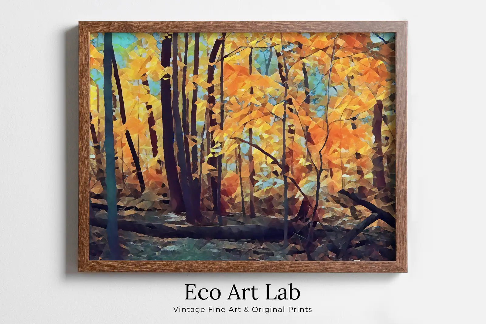 Framed view of Forest in the Fall Autumn Trees Landscape Painting, Abstract Printable Wall Art, Home Office Decor Nature Print Digital Art Instant Download – printable wall art digital download.