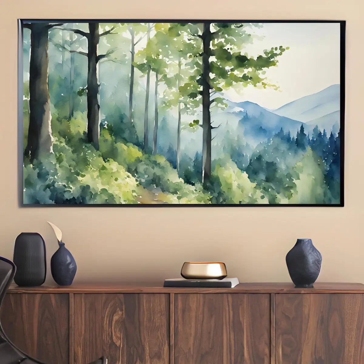 Detail view of artwork from Forest Landscape Art For Frame TV I Minimalist Nature Digital Artwork I Modern Wall Decor For Samsung Frame TV. (variation 2)