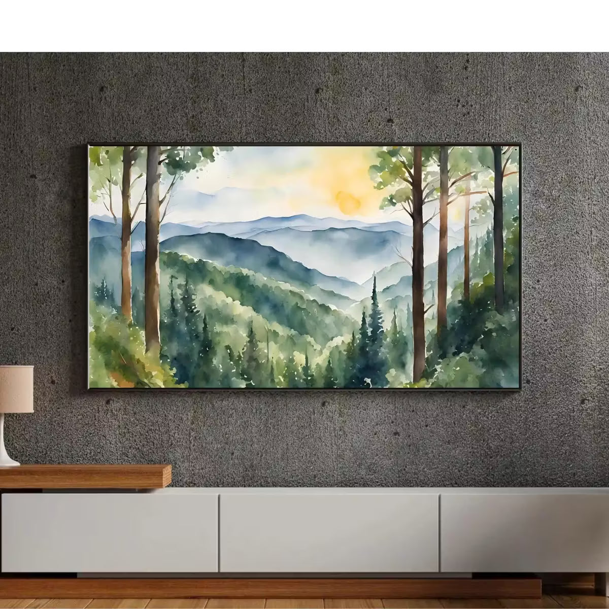 Forest Landscape Art for Samsung Frame TV I 4K Mountain Scene Wall Decor I Watercolor Nature Print for Frame TV – Frame TV  Art