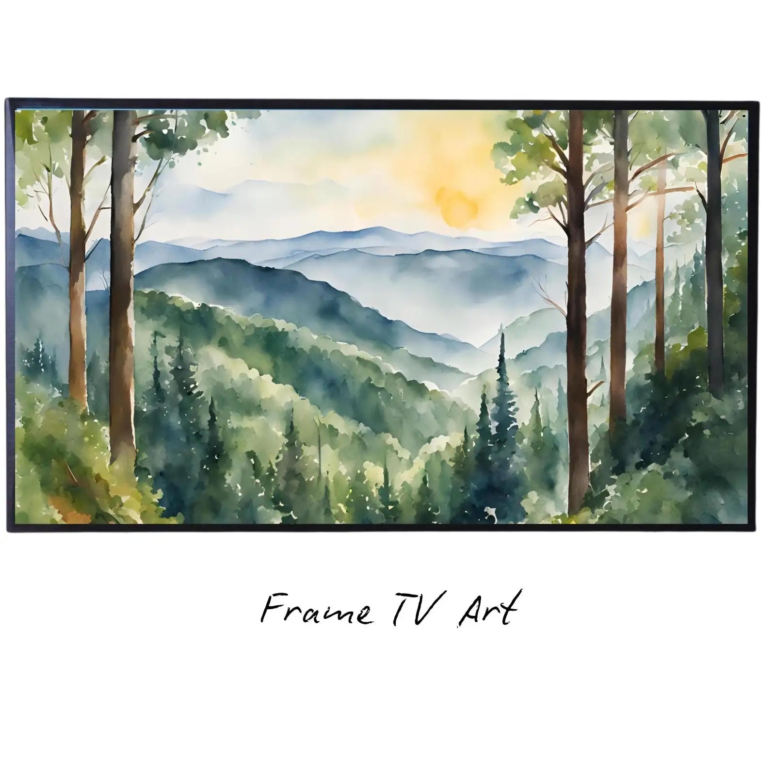 Forest Landscape Art for Samsung Frame TV I 4K Mountain Scene Wall Decor I Watercolor Nature Print for Frame TV – Frame TV Digital Download Art – Digital Download
