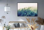 Detail view of artwork from Forest Morning Mist Landscape Digital Painting. Printable Wall Art, Home or Office Decor. Forest Wall Art, Nature Print Instant Download. (variation 2)