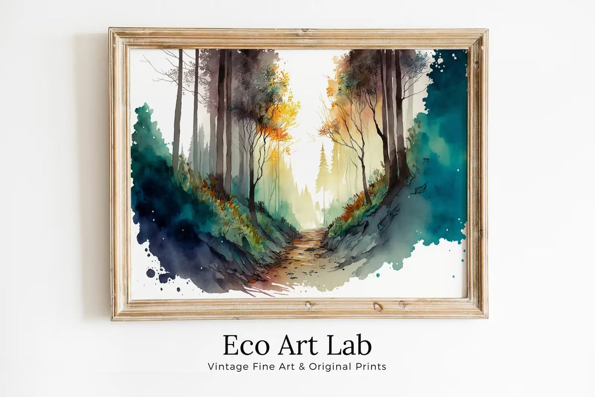 Forest Painting Printable Wall Art. Watercolor Forest Landscape Printable. Colorful Forest Trees Painting Print. Digital Art. Nature Decor. – Printable Wall Art
