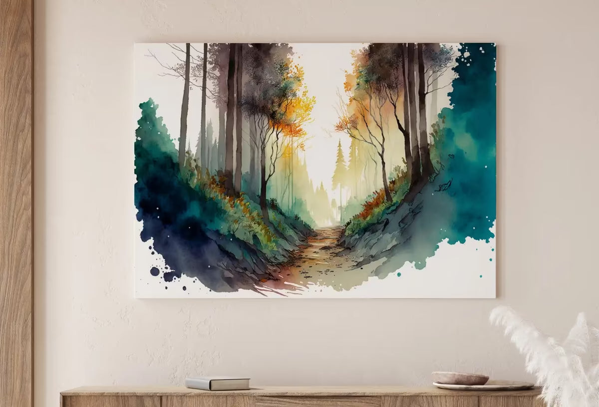 Forest Painting Printable Wall Art. Watercolor Forest Landscape Printable. Colorful Forest Trees Painting Print. Digital Art. Nature Decor. – Printable Wall Art