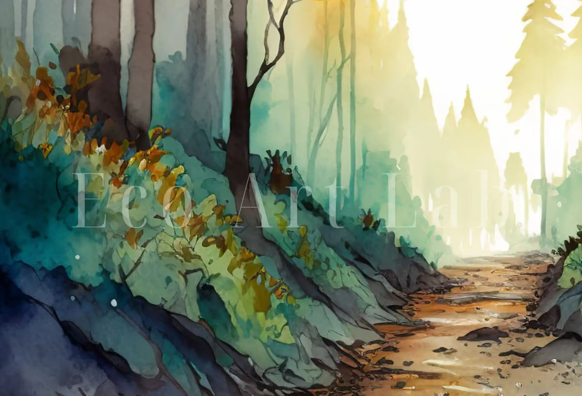 Forest Painting Printable Wall Art. Watercolor Forest Landscape Printable. Colorful Forest Trees Painting Print. Digital Art. Nature Decor. – Printable Wall Art