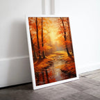Forest River in the Fall Landscape Painting. Printable Vertical Wall Art. Home or Office Decor. Nature Print Autumn Art. Instant Download – Printable Wall Art