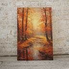 Detail view of artwork from Forest River in the Fall Landscape Painting. Printable Vertical Wall Art. Home or Office Decor. Nature Print Autumn Art. Instant Download. (variation 1)