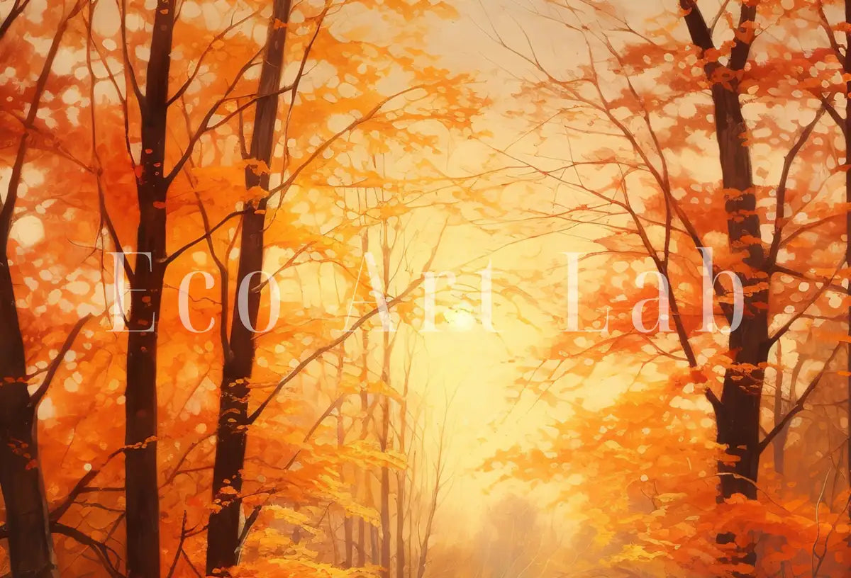 Detail view of artwork from Forest River in the Fall Landscape Painting. Printable Vertical Wall Art. Home or Office Decor. Nature Print Autumn Art. Instant Download. (variation 2)