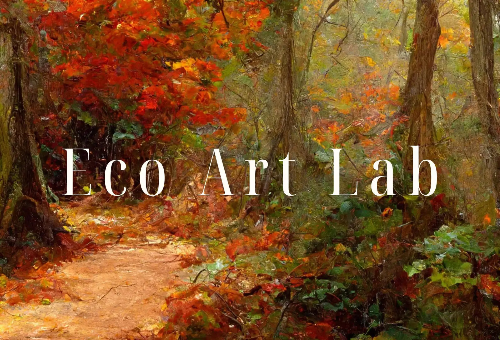 Detail view of artwork from Forest Trail Autumn Landscape Digital Painting. Printable Fall Wall Art, for Home or Office Decor. Nature Print Digital Art Instant Download. (variation 1)