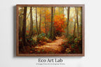 Framed view of Forest Trail Autumn Landscape Digital Painting. Printable Fall Wall Art, for Home or Office Decor. Nature Print Digital Art Instant Download – printable wall art digital download.