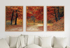 Forest Trail in the Fall 3 Piece Wall Art | Landscape Painting | Nature Print | Set of 3 Prints | Home or Office Decor | Instant Download – Printable Wall Art Set