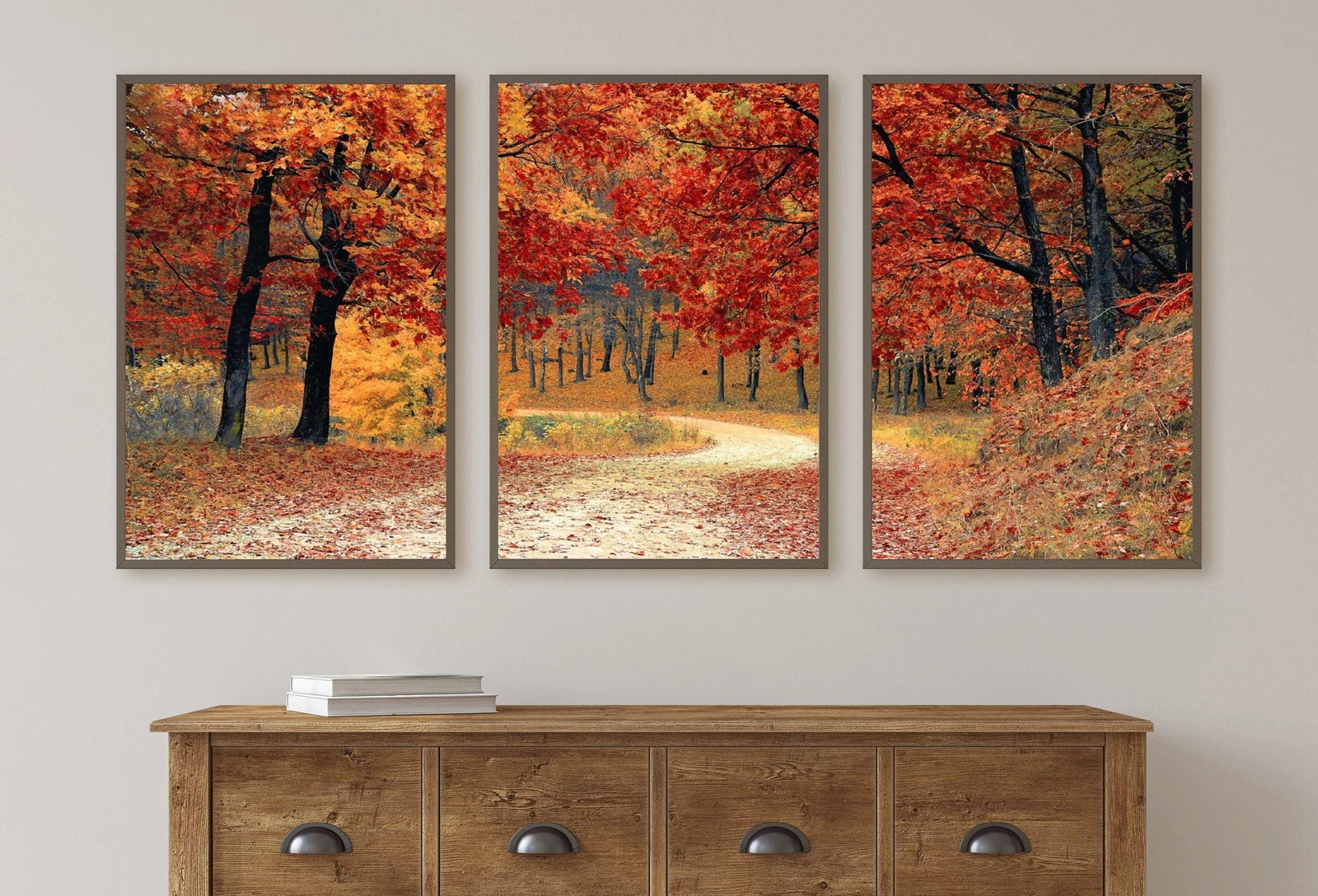 Forest Trail in the Fall 3 Piece Wall Art | Landscape Painting | Nature Print | Set of 3 Prints | Home or Office Decor | Instant Download – Printable Wall Art Set (Digital Download)