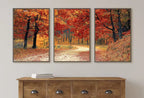 Forest Trail in the Fall 3 Piece Wall Art | Landscape Painting | Nature Print | Set of 3 Prints | Home or Office Decor | Instant Download – Printable Wall Art Set