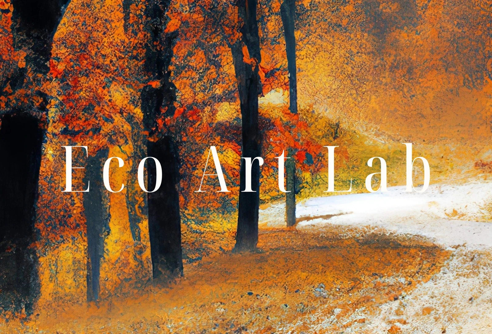 Detail view of artwork from Forest Trail in the Fall Landscape Painting. Printable Vertical Wall Art. Home or Office Decor. Nature Print Autumn Art. Instant Download. (variation 1)
