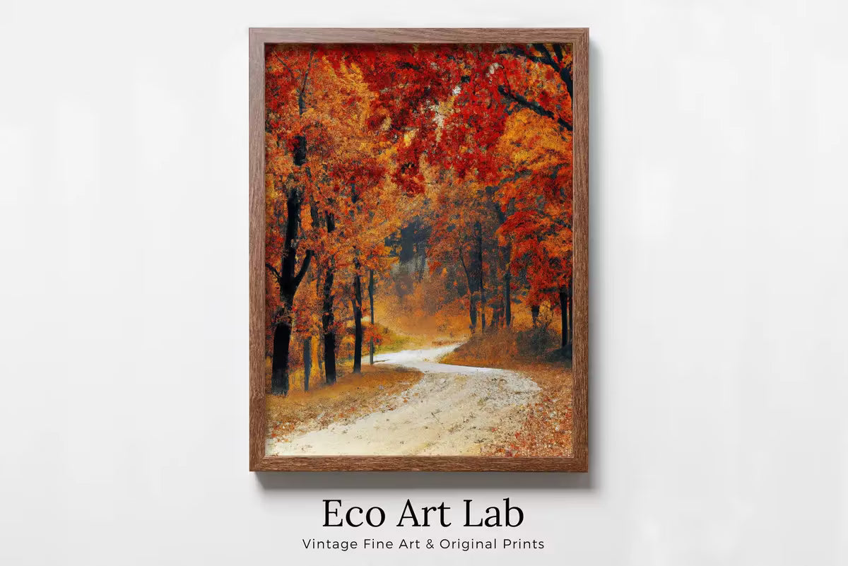 Forest Trail in the Fall Landscape Painting. Printable Vertical Wall Art. Home or Office Decor. Nature Print Autumn Art. Instant Download – Printable Wall Art