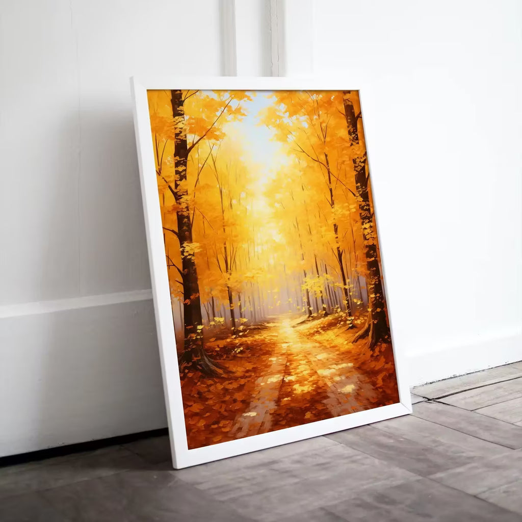 Forest Trail in the Fall Landscape Painting. Printable Vertical Wall Art. Nature Print Autumn Art. Instant Download Home or Office Decor. – Printable Wall Art