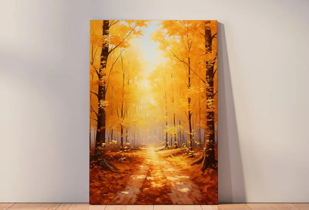 Forest Trail in the Fall Landscape Painting. Printable Vertical Wall Art. Nature Print Autumn Art. Instant Download Home or Office Decor. – Printable Wall Art