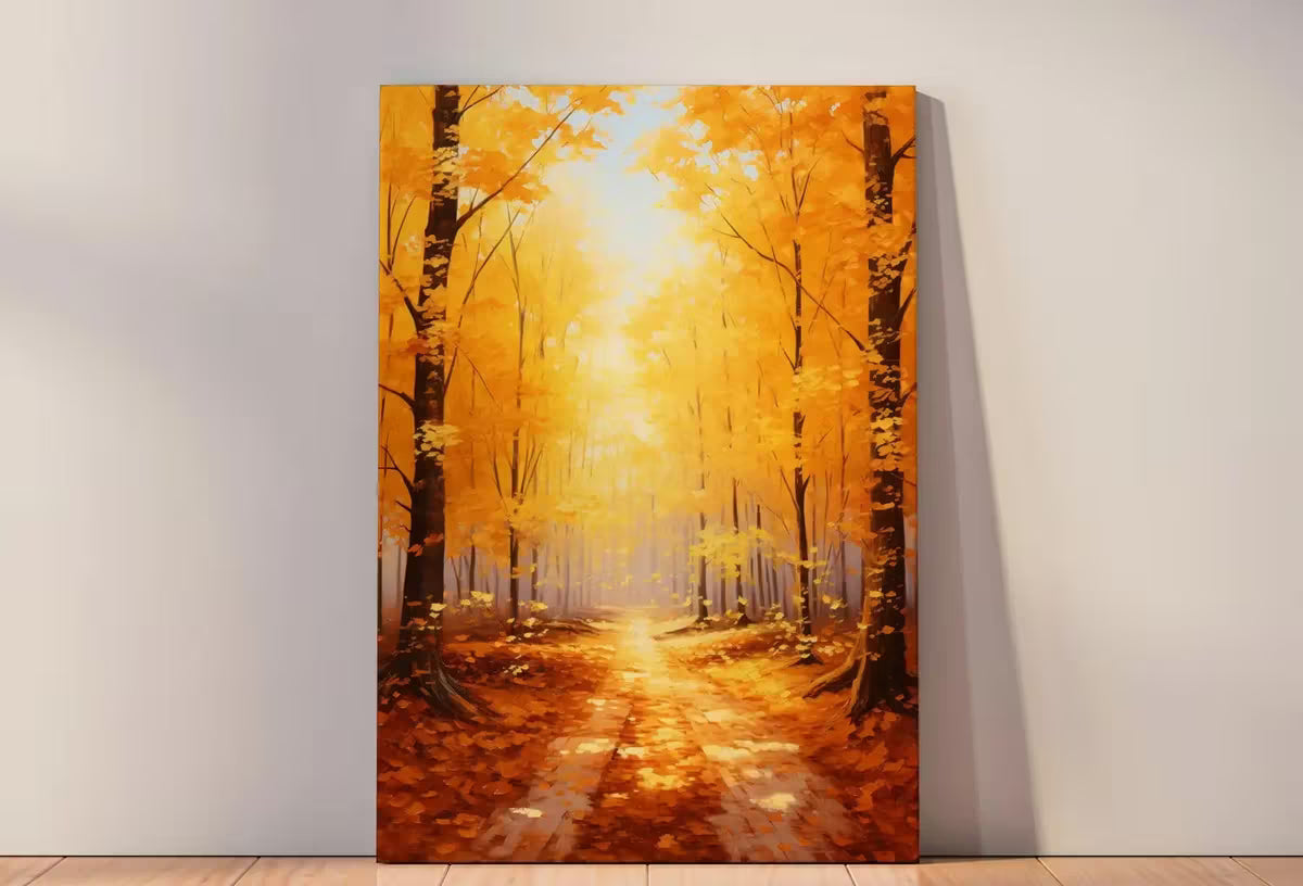 Forest Trail in the Fall Landscape Painting. Printable Vertical Wall Art. Nature Print Autumn Art. Instant Download Home or Office Decor. – Printable Wall Art