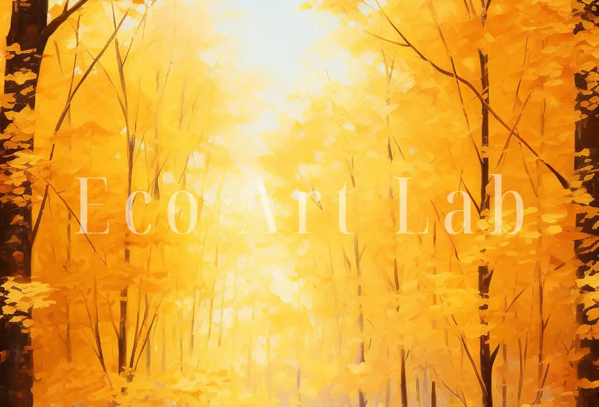 Detail view of artwork from Forest Trail in the Fall Landscape Painting. Printable Vertical Wall Art. Nature Print Autumn Art. Instant Download Home or Office Decor.. (variation 2)