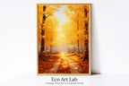 Framed view of Forest Trail in the Fall Landscape Painting. Printable Vertical Wall Art. Nature Print Autumn Art. Instant Download Home or Office Decor. – printable wall art digital download.