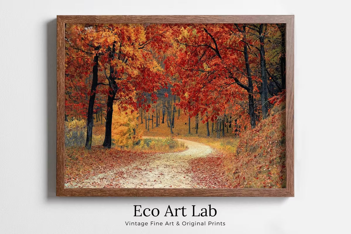 Forest Trail in the Fall Landscape Painting, Printable Wall Art, for Home or Office Decor, Nature Print Digital Art Instant Download – Printable Wall Art