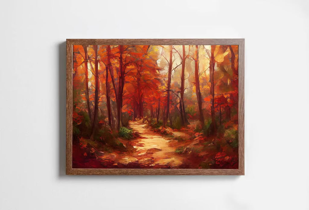 Forest Trail in the Fall Landscape Painting Printable Wall Art. Home or Office Decor. Fall Nature Print Digital Autumn Art. Instant Download – Printable Wall Art