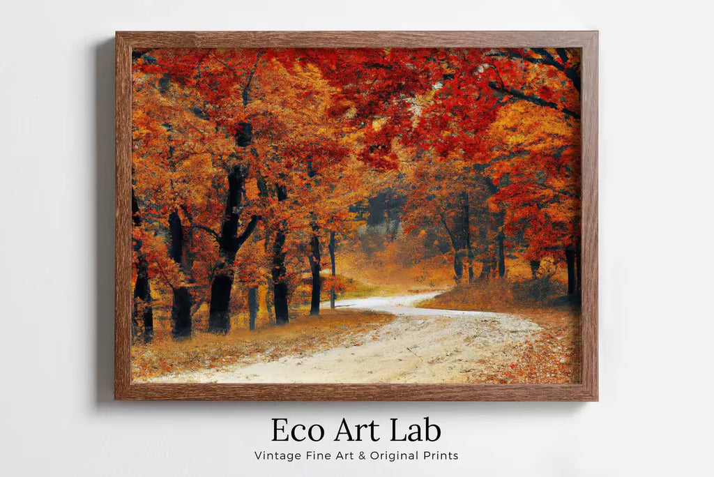 Forest Trail in the Fall Landscape Painting, Printable Wall Art. Home or Office Decor. Nature Print Digital Autumn Art. Instant Download #4 – Printable Wall Art