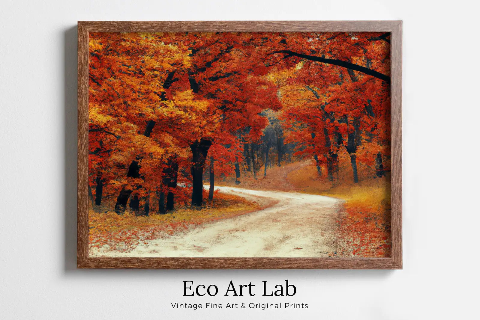 Framed view of Forest Trail in the Fall Landscape Painting, Printable Wall Art. Home or Office Decor. Nature Print Digital Autumn Art. Instant Download #5 – printable wall art digital download.