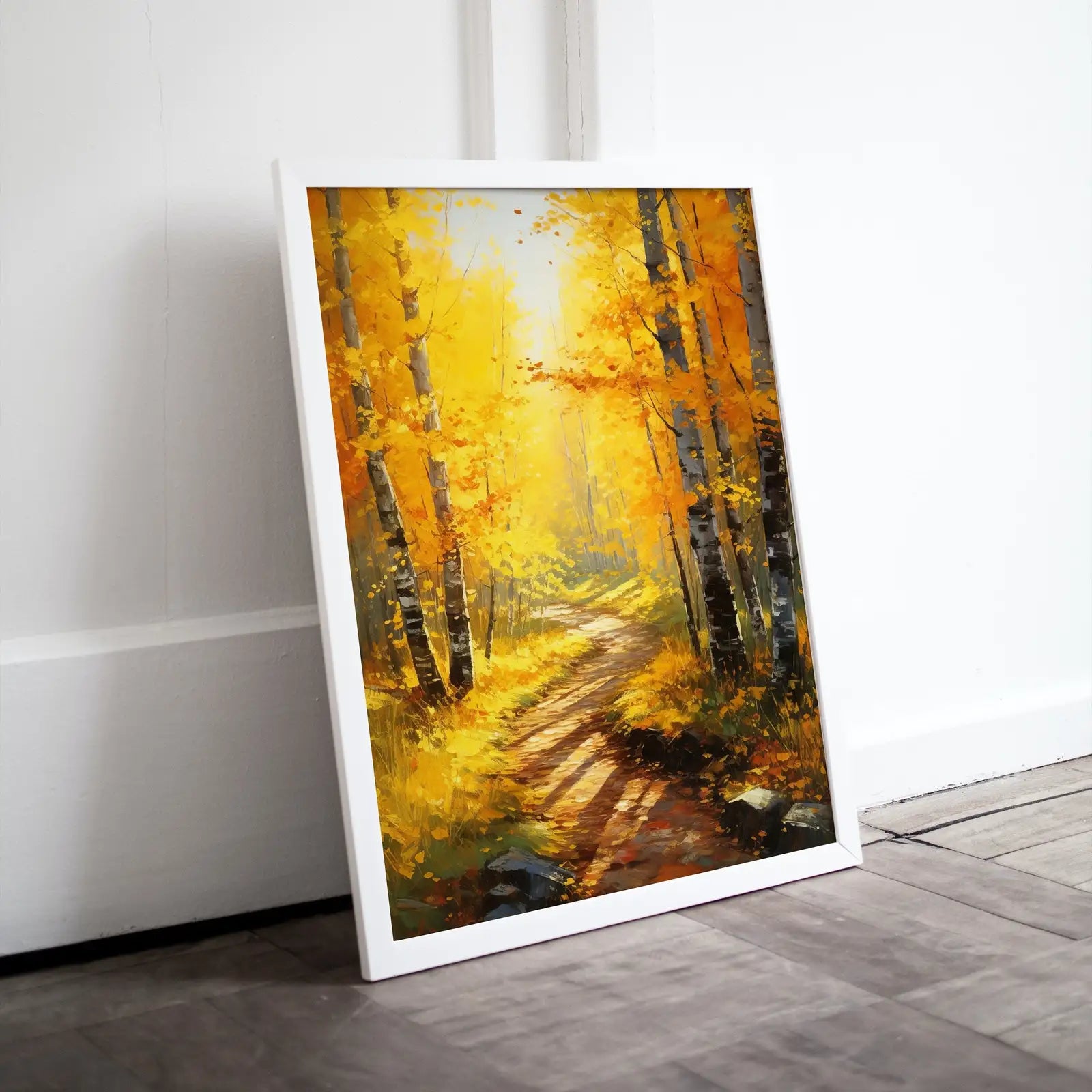 Included artwork preview showing first selection of artworks from Forest Trail in the Fall Printable Landscape Painting. Nature Print Autumn Art. Vertical Wall Art. Instant Download Home or Office Decor.