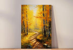Detail view of artwork from Forest Trail in the Fall Printable Landscape Painting. Nature Print Autumn Art. Vertical Wall Art. Instant Download Home or Office Decor. (variation 1)