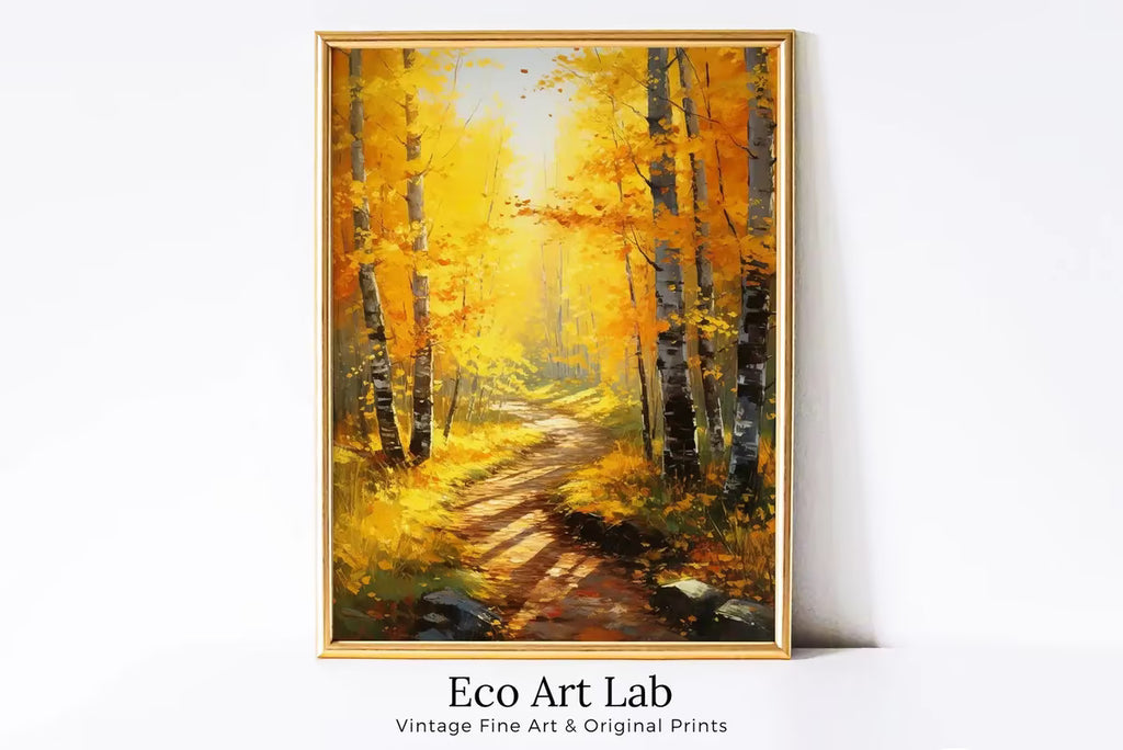 Forest Trail in the Fall Printable Landscape Painting. Nature Print Autumn Art. Vertical Wall Art. Instant Download Home or Office Decor – Printable Wall Art