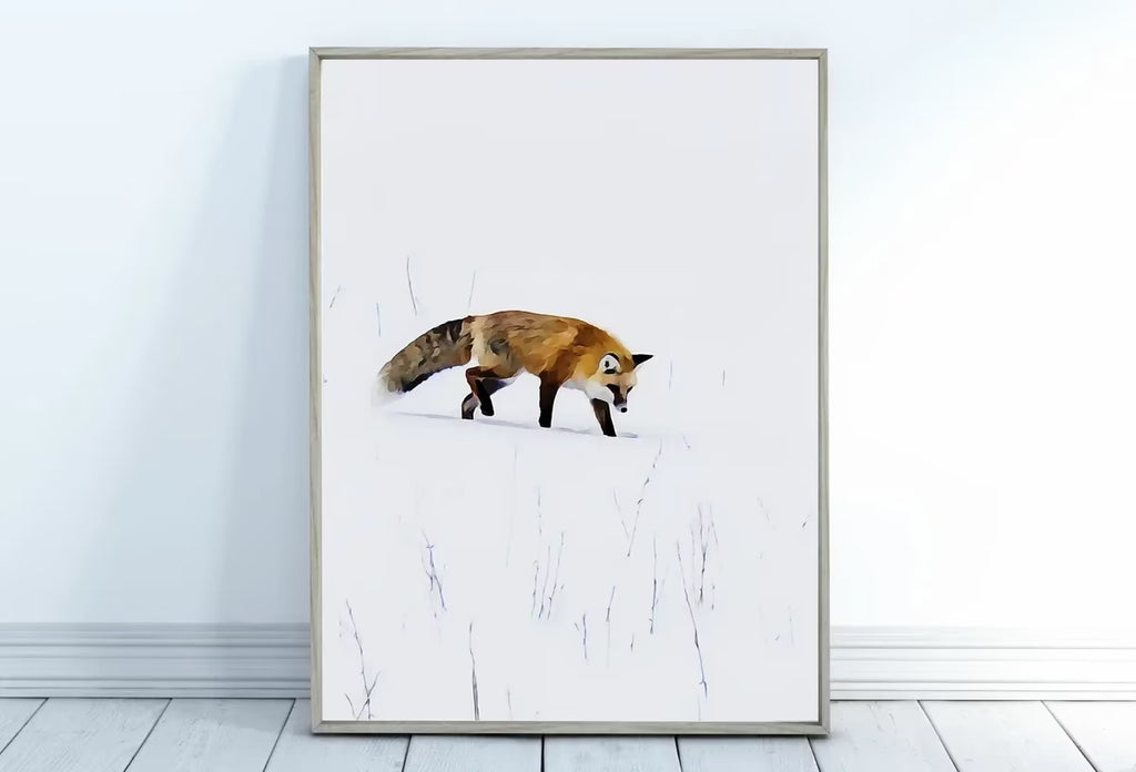 Fox in Snow Wall Art Animal Print. Instant Download Printable Wall Art, Fox Minimalist Wall Decor. Nursery Wall Art Fox Digital Painting – Printable Wall Art