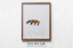 Framed view of Fox in Snow Wall Art Animal Print. Instant Download Printable Wall Art, Fox Minimalist Wall Decor. Nursery Wall Art Fox Digital Painting – printable wall art digital download.