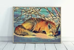 Fox Lying in Snow Printable Wall Art,  Fox Wall Art Poster, Nature Print Digital Art Instant Download Winter Decor – Printable Wall Art