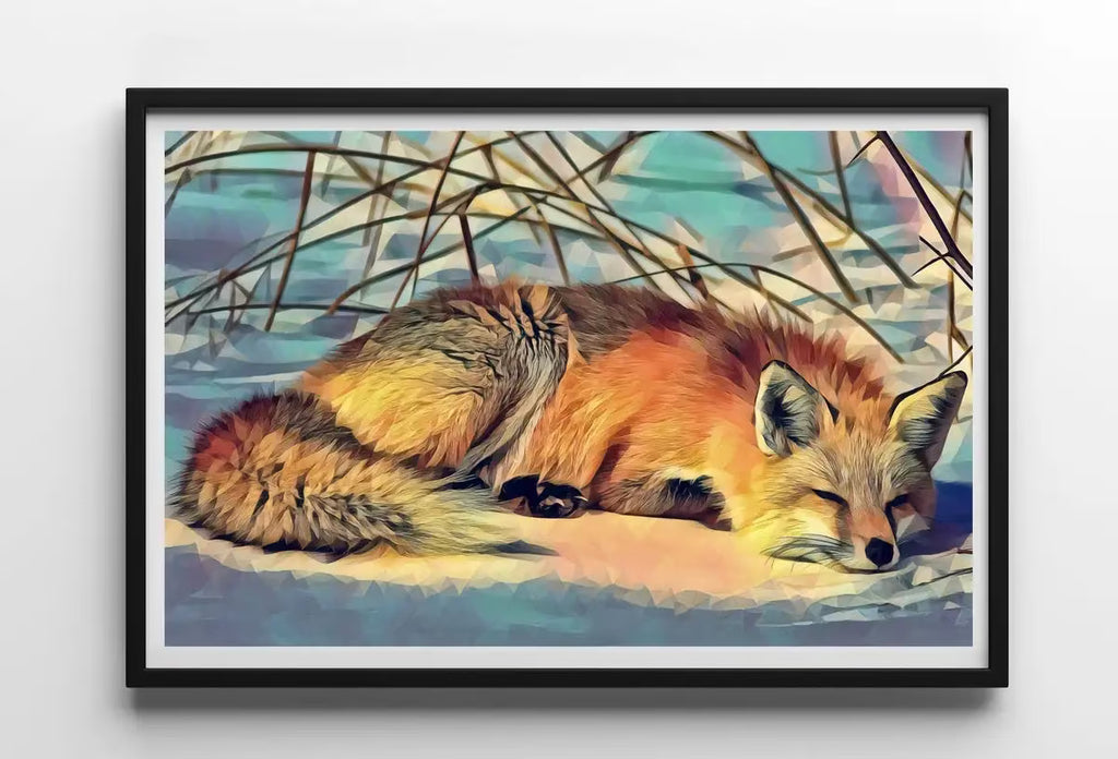 Fox Lying in Snow Printable Wall Art,  Fox Wall Art Poster, Nature Print Digital Art Instant Download Winter Decor – Printable Wall Art