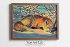 Framed view of Fox Lying in Snow Printable Wall Art, Digital Download Fox Wall Art Poster, Nature Print Digital Art Instant Download Winter Decor – printable wall art digital download.