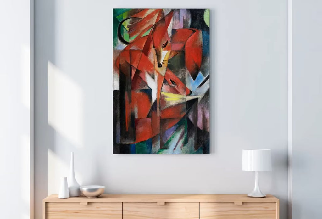 Fox Painting Surreal Abstract Art Print Geometric Vintage. Instant Download Abstract Fox Painting Geometric Art. Printable Red Fox Painting – Printable Wall Art