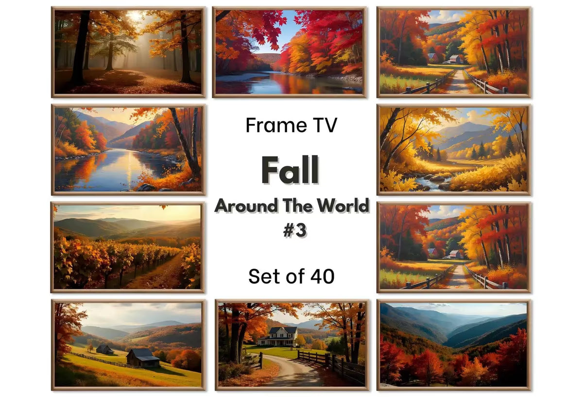 Frame TV Art Fall Landscape Painting Collection | Autumn Decor - 40 Fall Artworks for Samsung Frame TV | Landscape Art Set 3/3 – Frame TV Art Set