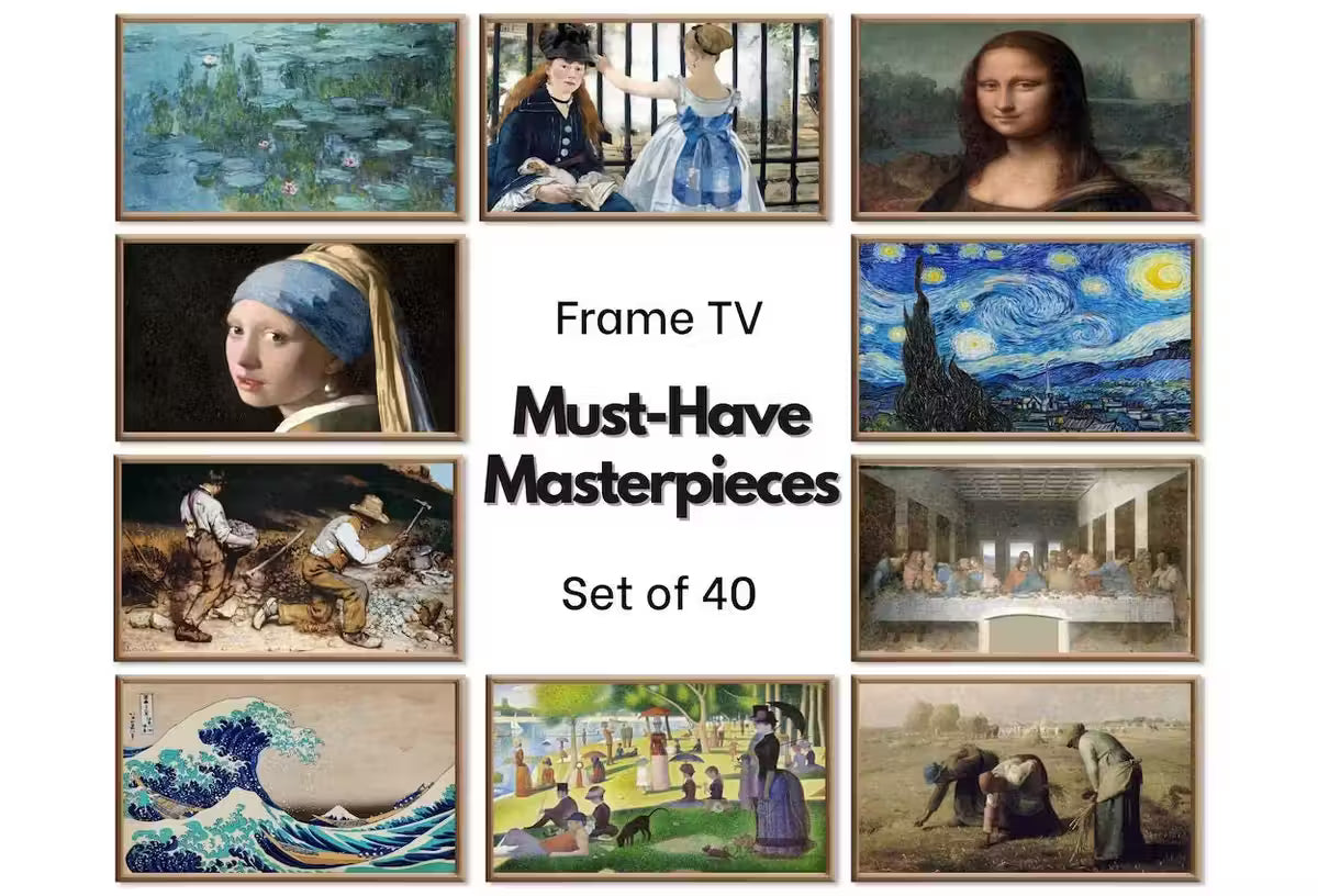 Frame TV Art History Gallery Wall Set. Vintage Classic Art by Claude Monet, Van Gogh, Gustav Klimt... Antique Oil Painting, Renaissance Art – Frame TV Art Set
