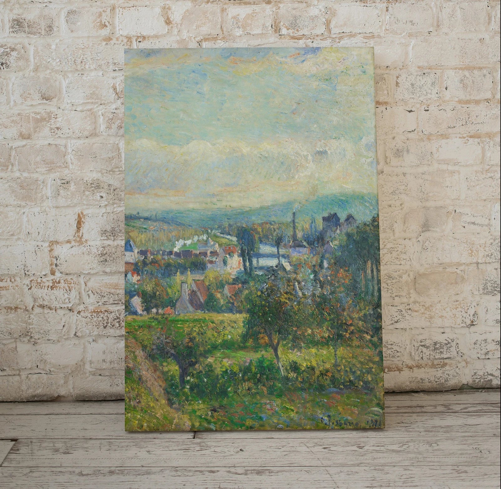 Detail view of artwork from French Countryside Vintage Impressionist Wall Decor. Antique Landscape Painting. Country Fine Art Print. Printable Instant Download Art.. (variation 1)