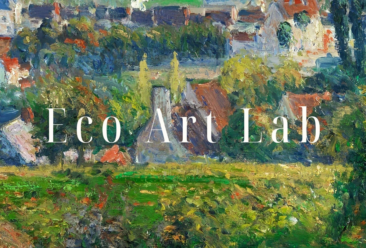 Detail view of artwork from French Countryside Vintage Impressionist Wall Decor. Antique Landscape Painting. Country Fine Art Print. Printable Instant Download Art.. (variation 2)
