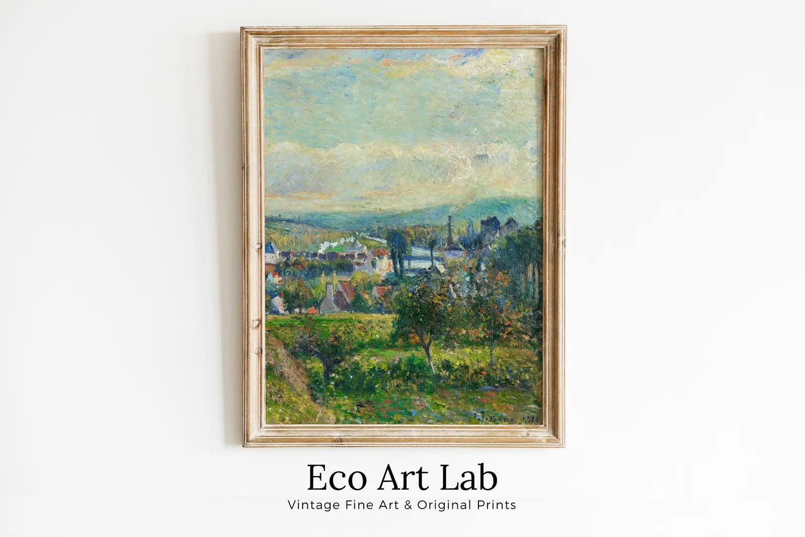 Framed view of French Countryside Vintage Impressionist Wall Decor. Antique Landscape Painting. Country Fine Art Print. Printable Instant Download Art. – printable wall art digital download.