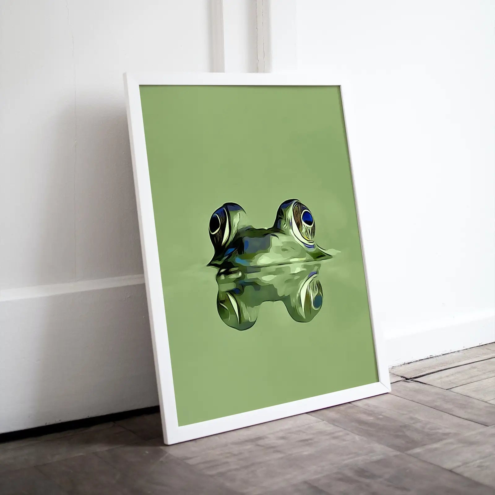 Included artwork preview showing first selection of artworks from Frog Sitting in Pond Wall Art Print. Green Frog Art Instant Download Green Animal Nursery Printable Art. Digital Painting Nursery Wall Art.
