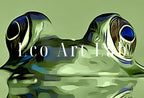 Detail view of artwork from Frog Sitting in Pond Wall Art Print. Green Frog Art Instant Download Green Animal Nursery Printable Art. Digital Painting Nursery Wall Art. (variation 1)