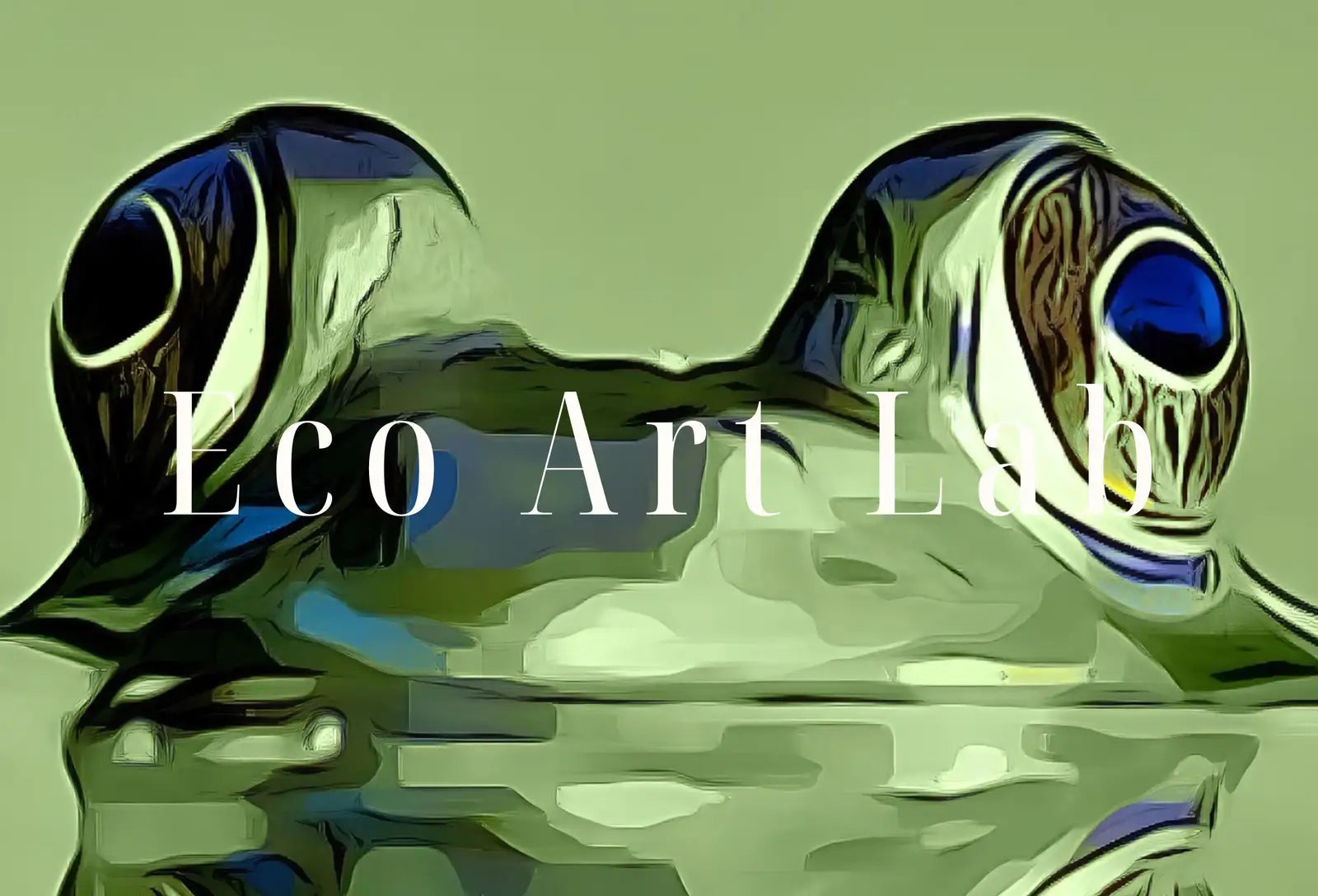Detail view of artwork from Frog Sitting in Pond Wall Art Print. Green Frog Art Instant Download Green Animal Nursery Printable Art. Digital Painting Nursery Wall Art. (variation 1)