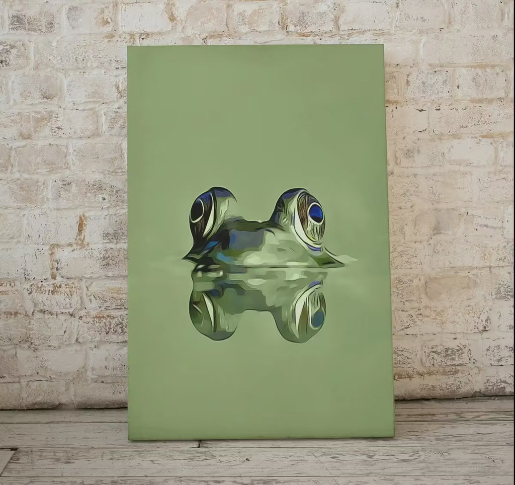 Frog Sitting in Pond Wall Art Print. Green Frog Art Instant Download Green Animal Nursery Printable Art. Digital Painting Nursery Wall Art – Printable Wall Art