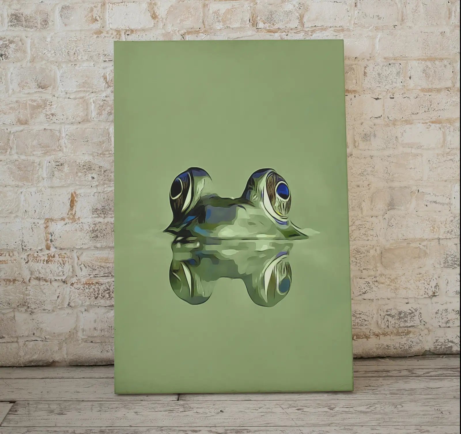 Second included artwork preview from Frog Sitting in Pond Wall Art Print. Green Frog Art Instant Download Green Animal Nursery Printable Art. Digital Painting Nursery Wall Art featuring various scenes.